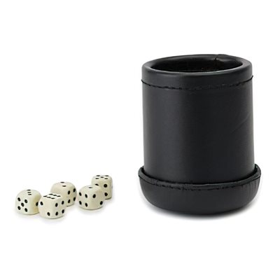 Dice Cup Deluxe with 5 Standard Dice 3.25" W x 3.25" L x 4.0" H
