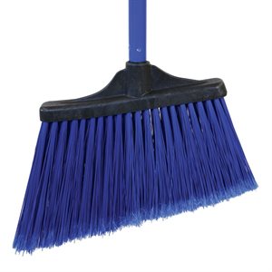 Broom Angle 13" Wide 7" Long Blue Flagged PET Bristles, Matching Steel Handle 48" x 11 / 16" (12 ea / cs)