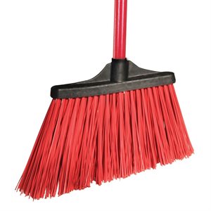 Broom Angle 13" Wide 7" Long Red Unflagged PET Bristles, Matching Steel Handle 48" x 11 / 16" (12 ea / cs)
