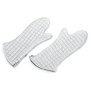 Mitt-Oven Silver 15" Cotton Fabric Coated with a Fire Retardant up to 400F (1 pair / bg)