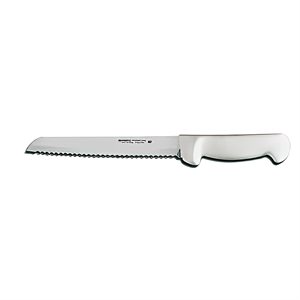 Basics Bread Knife, 8", scalloped edge, stain-free, high-carbon steel, textured, polypropylene white handle, NSF Certified (12 ea / bx)