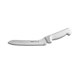 Basics Sandwich Knife, 8", scalloped edge, offset, stain-free, high-carbon steel, textured, polypropylene white handle, NSF Certified (12 ea / bx)