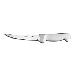 Basics Boning Knife, 5", curved, flexible, stain-free, high-carbon steel, textured, polypropylene white handle, NSF Certified (12 ea / bx)