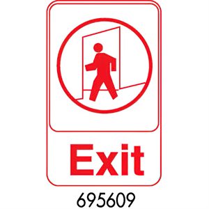 Sign 6 x 9, Exit (red letters on a white background) (6ea / bx 12 bx / cs)