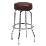 Single Ring Chrome Frame Barstool with Flat Swivel and Brown Round Seat Unassembled (4 ea / cs) "Call Customer Service for Availability"