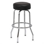 Single Ring Chrome Frame Barstool with Flat Swivel and Black Round Seat Unassembled (4 ea / cs) "Call Customer Service for Availability"