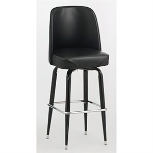 Black Frame Barstool with Square Chrome Footrest, 3-degree Swivel, and Black Bucket Seat Unassembled (2 ea / cs)