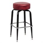 Black Frame Barstool with a Single Square Chrome footrest with a Flat Swivel and Round Crimson Seat Unassembled (4 ea / cs) "Call Customer Service for Availability"