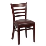 Ladder Back Walnut, Brown Upholstered Seat ( 2 ea / cs )