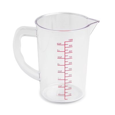 Polycarbonate Liquid Measuring Cup, 1 quart, cup graduated in cups / ml (12 ea / bx 2 bx / cs 24 ea / cs)