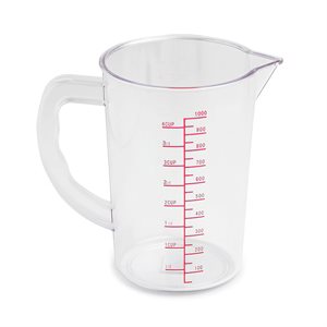 Polycarbonate Liquid Measuring Cup, 1 quart, cup graduated in cups / ml (12 ea / bx 2 bx / cs 24 ea / cs)