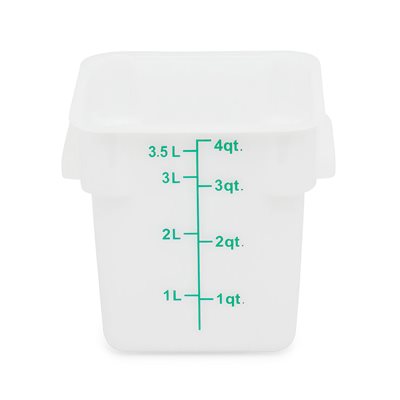 White Polypropylene Square Storage Container 4 qt NSF (48 ea / cs)