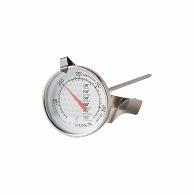 Candy / Jelly / Deep Fry Thermometer, 2" dial type with 6" stem, -40° to 450°F (-40° to 230°C) temperature range, adjustable indicators & pan / kettle clip (6 ea / cs)
