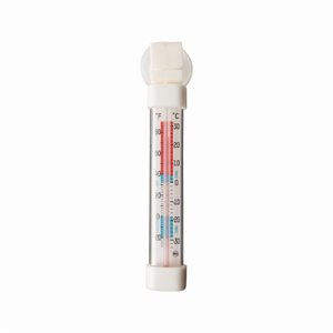 Refrigerator / Freezer Thermometer, tube type, -20° to 80°F (-30° to 30° C) temperature range, clips to rack or attaches with suction cup, Safe Temperature Zone Indicators #3509FS (6 ea / cs)