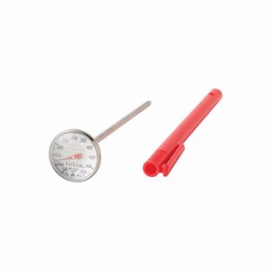 Instant Read Thermometer, high temperature, 1" dial, magnified lens, 50° to 550°F temperature range, 4-1 / 2" stainless steel stem, pocket case with clip (6 ea / cs)