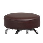 Single Ring Chrome Frame Barstool with Flat Swivel and Brown Round Seat Unassembled (4 ea / cs) "Call Customer Service for Availability"